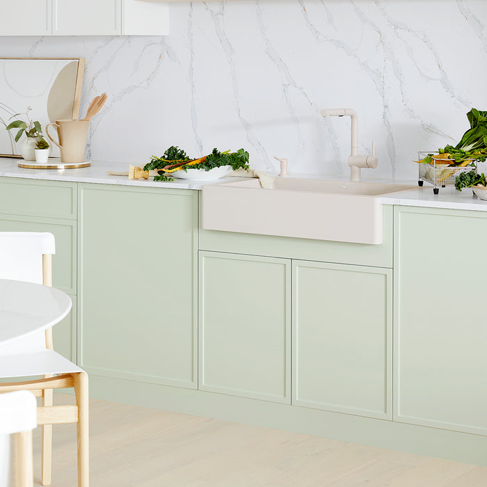 Soft White - BLANCO Vintera SILGRANIT 30" Single Bowl Apron-Front Farmhouse Sink