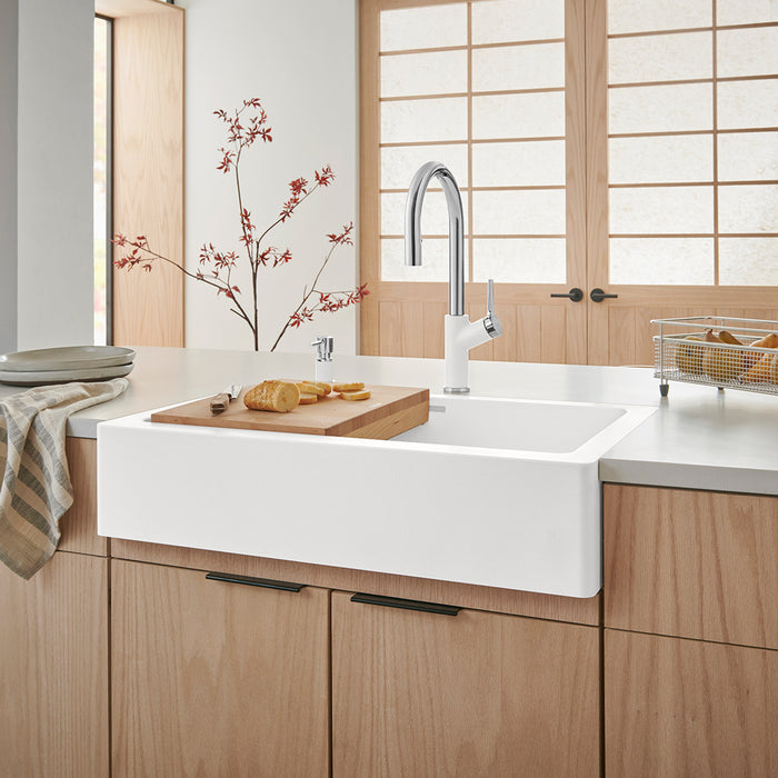 White - BLANCO Vintera SILGRANIT 30" Single Bowl Apron-Front Farmhouse Sink
