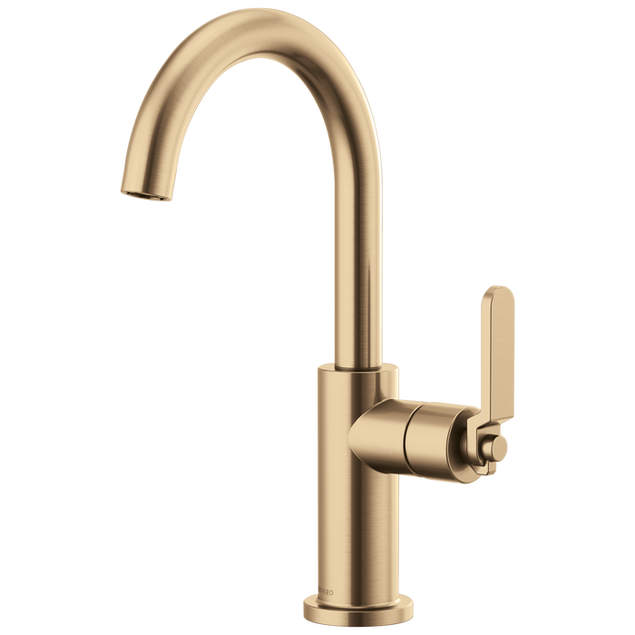 Brizo Litze 61044LF Bar Faucet with Arc Spout and Industrial Handle Kit, luxe gold