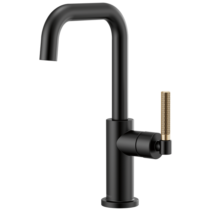 Brizo Litze 61053LF Bar Faucet with Square Spout and Knurled Handle Kit, matte black luxe gold