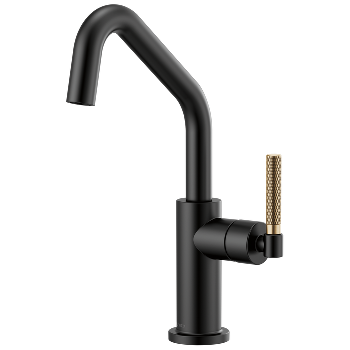 Brizo Litze 61063LF Bar Faucet with Angled Spout and Knurled Handle Kit, matte black luxe gold