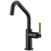 Brizo Litze 61063LF Bar Faucet with Angled Spout and Knurled Handle Kit, matte black luxe gold