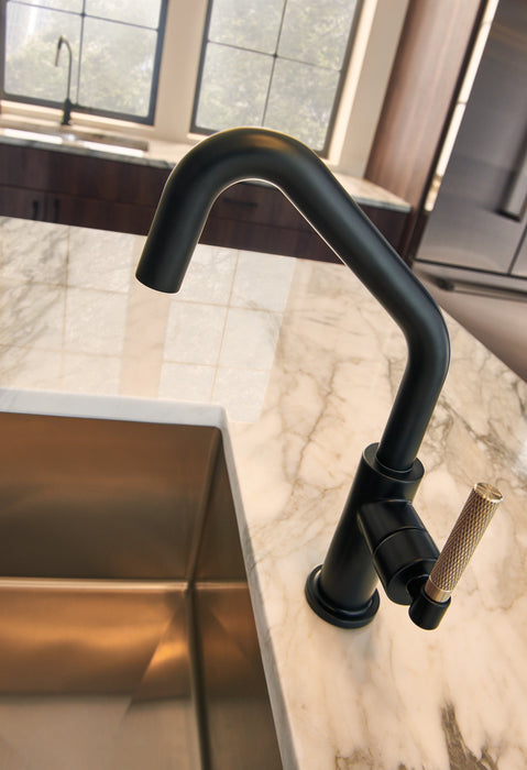 Brizo Litze 61063LF Bar Faucet with Angled Spout and Knurled Handle Kit, matte black luxe gold - view 4
