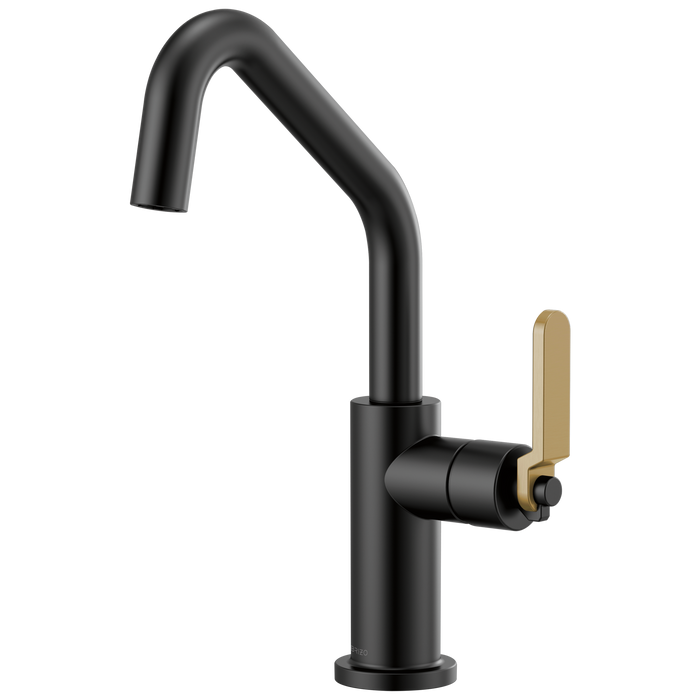 Brizo Litze 61064LF Bar Faucet with Angled Spout and Industrial Handle Kit, matte black luxe gold