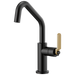 Brizo Litze 61064LF Bar Faucet with Angled Spout and Industrial Handle Kit, matte black luxe gold