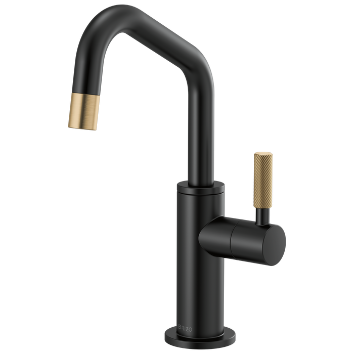 Brizo Litze 61363LF Beverage Faucet with Angled Spout and Knurled Handle, matte black luxe gold