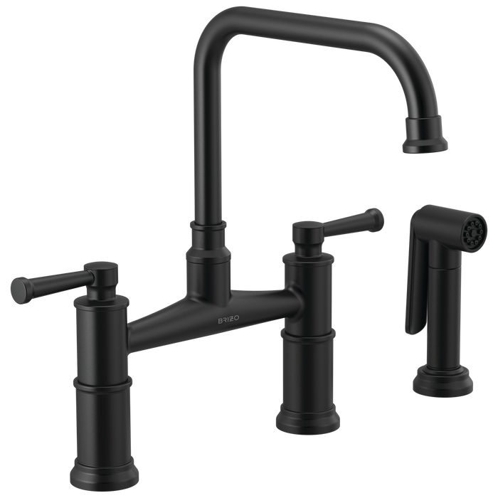 Brizo Artesso 62525LF Bridge Faucet with Side Sprayer, matte black