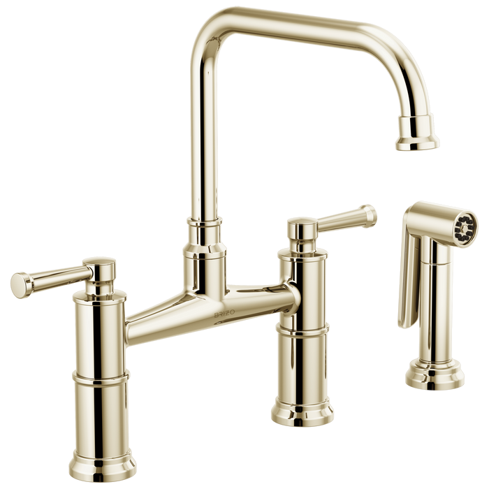 Brizo Artesso 62525LF Bridge Faucet with Side Sprayer, polished nickel