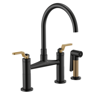 Brizo Litze 62544LF Bridge Faucet with Arc Spout and Industrial Handle, matte black luxe gold - view 2