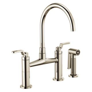 Brizo Litze 62544LF Bridge Faucet with Arc Spout and Industrial Handle, polished nickel - view 2