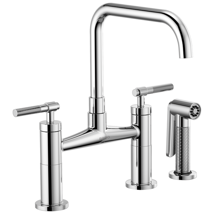 Brizo Litze 62553LF Bridge Faucet with Square Spout and Knurled Handle, chrome