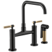 Brizo Litze 62553LF Bridge Faucet with Square Spout and Knurled Handle, matte black luxe gold