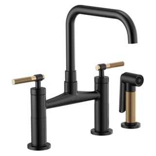 Brizo Litze 62553LF Bridge Faucet with Square Spout and Knurled Handle, matte black luxe gold - view 2