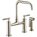 Brizo Litze 62553LF Bridge Faucet with Square Spout and Knurled Handle, polished nickel