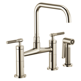Brizo Litze 62553LF Bridge Faucet with Square Spout and Knurled Handle, polished nickel - view 2