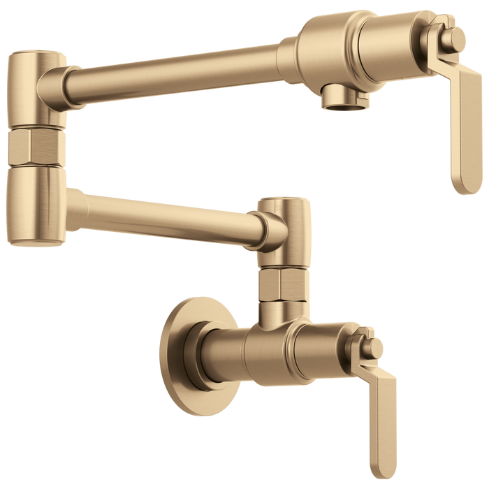 Brizo Litze 62844LF Wall Mount Pot Filler with Industrial Handle Kit, luxe gold