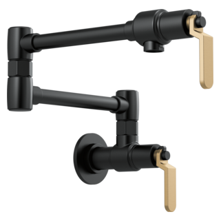 Brizo Litze 62844LF Wall Mount Pot Filler with Industrial Handle Kit, matte black luxe gold - view 2