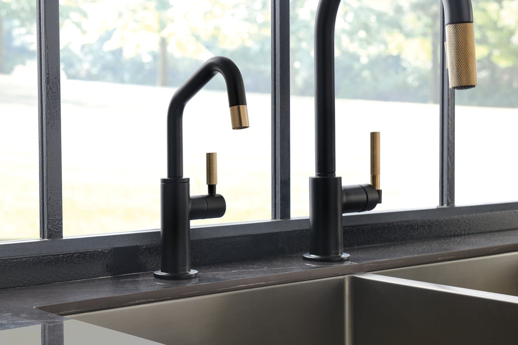 Brizo Litze 63043LF Pull-Down Faucet with Arc Spout and Knurled Handle, matte black luxe gold - view 4
