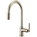 Brizo Litze 63043LF Pull-Down Faucet with Arc Spout and Knurled Handle, polished nickel