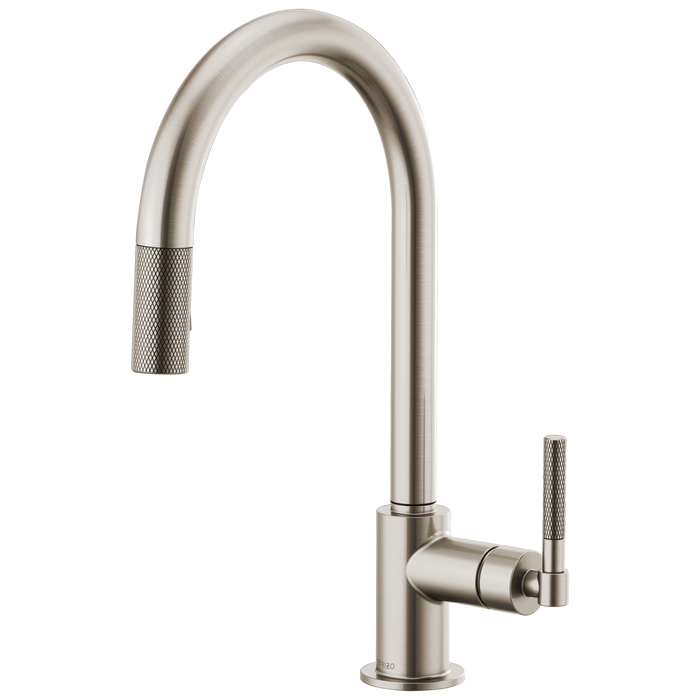 Brizo Litze 63043LF Pull-Down Faucet with Arc Spout and Knurled Handle, stainless