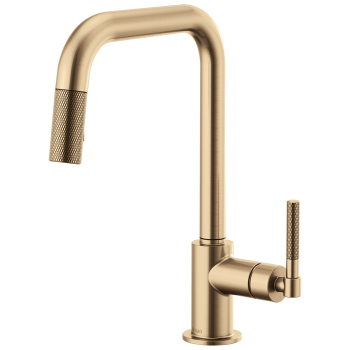 Brizo Litze 63053LF Pull-Down Faucet with Square Spout and Knurled Handle, luxe gold