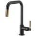 Brizo Litze 63053LF Pull-Down Faucet with Square Spout and Knurled Handle, matte black luxe gold