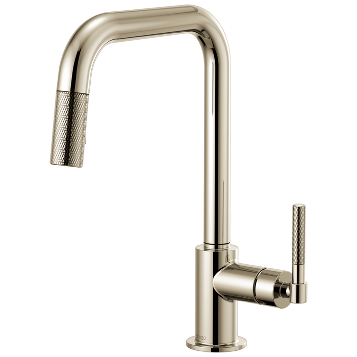 Brizo Litze 63053LF Pull-Down Faucet with Square Spout and Knurled Handle, polished nickel
