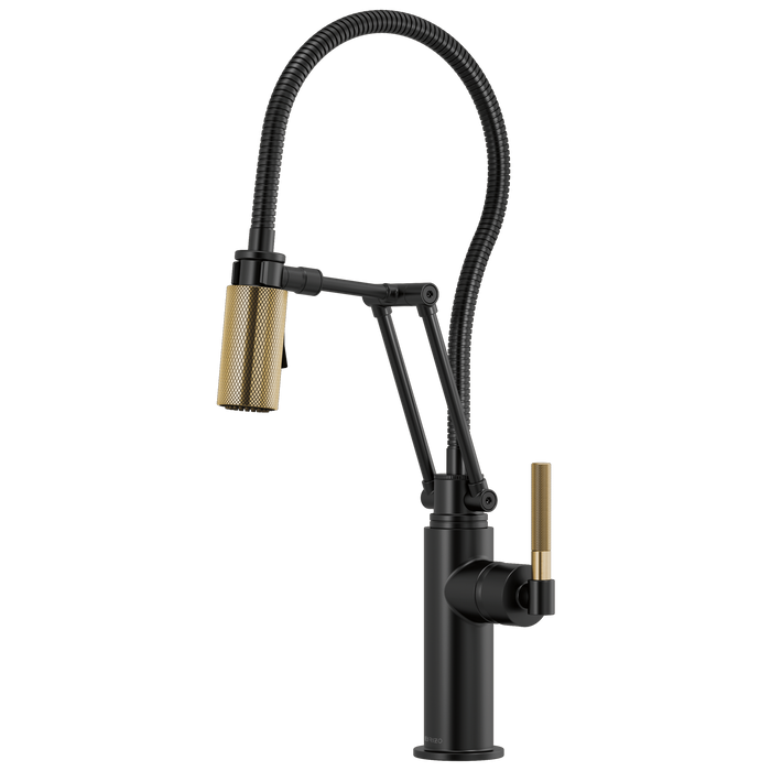 Brizo Litze 63143LF Articulating Faucet With Finished Hose, matte black luxe gold