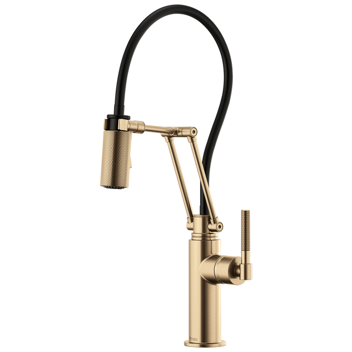 Brizo Litze 63243LF Articulating Faucet with Knurled Handle, luxe gold