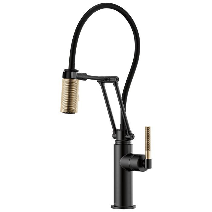 Brizo Litze 63243LF Articulating Faucet with Knurled Handle, matte black luxe gold