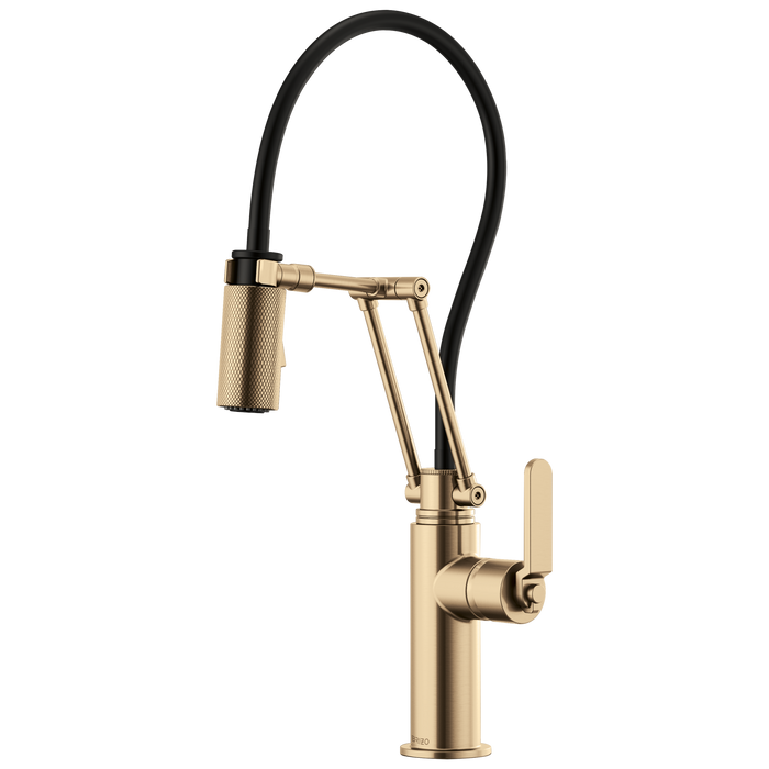 Brizo Litze 63244LF Articulating Faucet with Industrial Handle, luxe gold