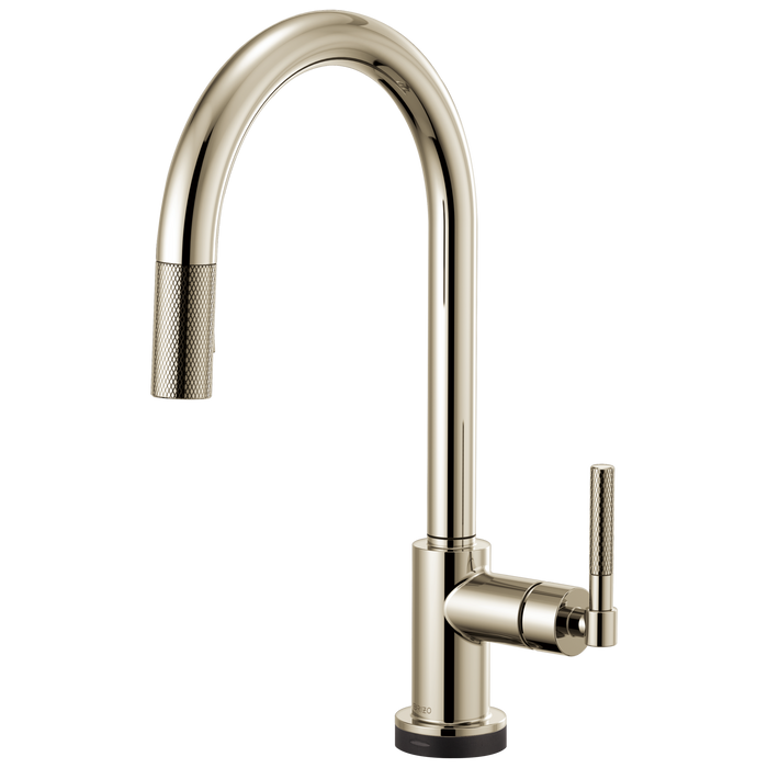 Brizo Litze 64043LF SmartTouch Pull-Down Kitchen Faucet with Arc Spout and Knurled Handle, polished nickel