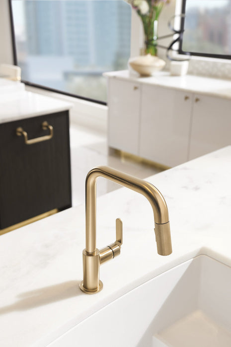 Brizo Litze 64054LF SmartTouch Pull-Down Kitchen Faucet with Square Spout and Industrial Handle