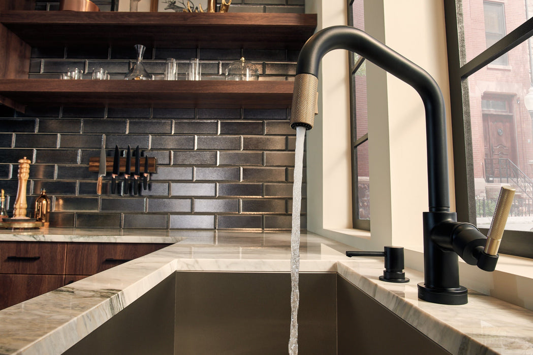 Brizo Litze 64063LF SmartTouch Pull-Down Kitchen Faucet with Angled Spout and Knurled Handle