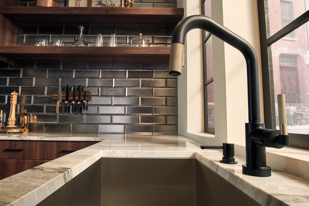Brizo Litze 64063LF SmartTouch Pull-Down Kitchen Faucet with Angled Spout and Knurled Handle