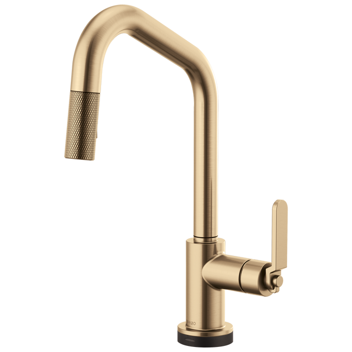 Brizo Litze 64064LF SmartTouch Pull-Down Kitchen Faucet with Angled Spout and Industrial Handle, luxe gold
