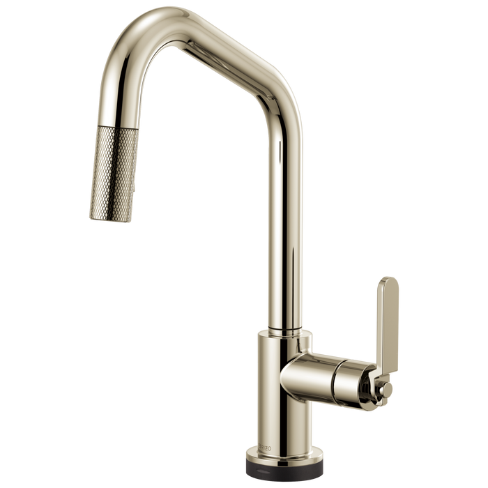 Brizo Litze 64064LF SmartTouch Pull-Down Kitchen Faucet with Angled Spout and Industrial Handle, polished nickel