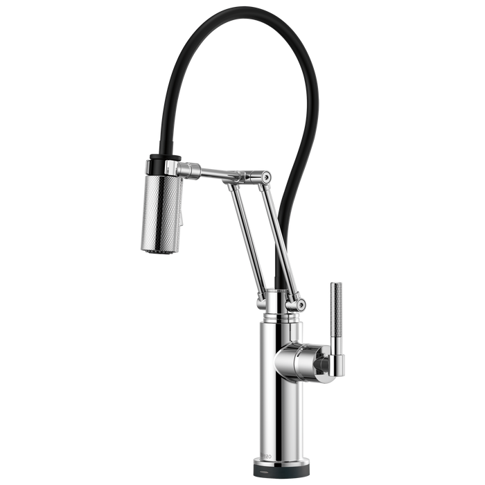 Brizo Litze 64243LF SmartTouch Articulating Kitchen Faucet with Knurled Handle, chrome