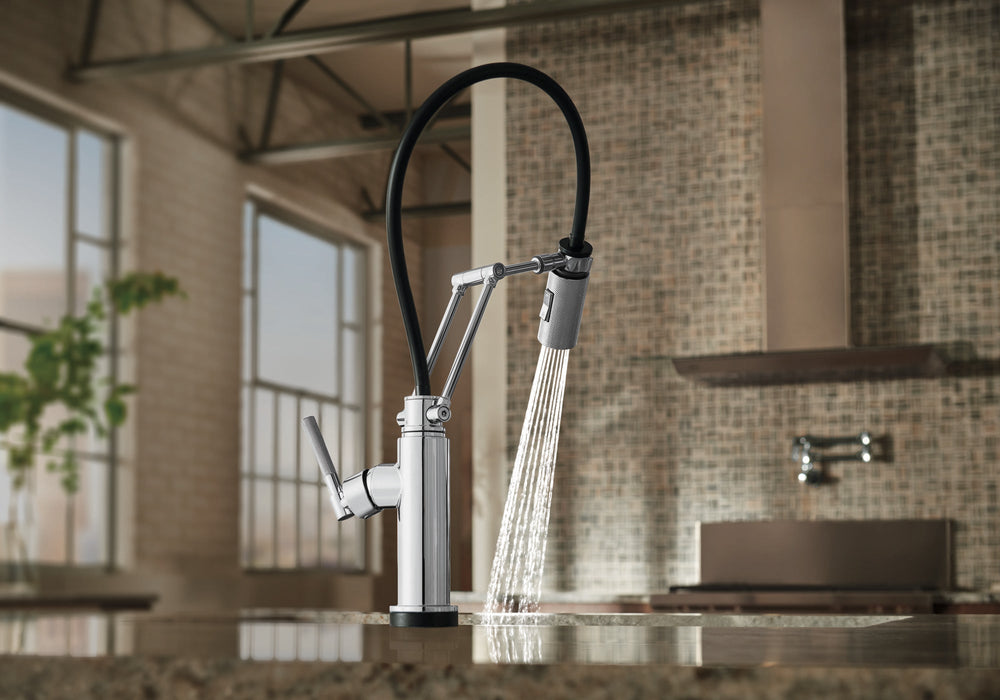 Brizo Litze 64243LF SmartTouch Articulating Kitchen Faucet with Knurled Handle, chrome - view 3