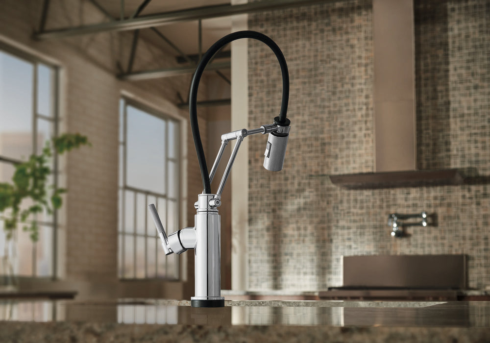 Brizo Litze 64243LF SmartTouch Articulating Kitchen Faucet with Knurled Handle, chrome - view 5