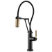 Brizo Litze 64243LF SmartTouch Articulating Kitchen Faucet with Knurled Handle, matte black luxe gold