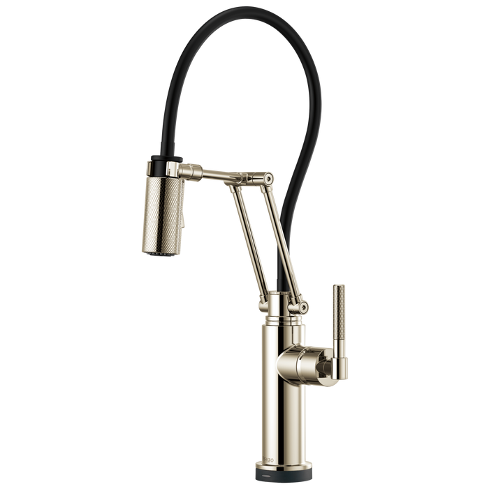 Brizo Litze 64243LF SmartTouch Articulating Kitchen Faucet with Knurled Handle, polished nickel