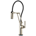 Brizo Litze 64243LF SmartTouch Articulating Kitchen Faucet with Knurled Handle, polished nickel