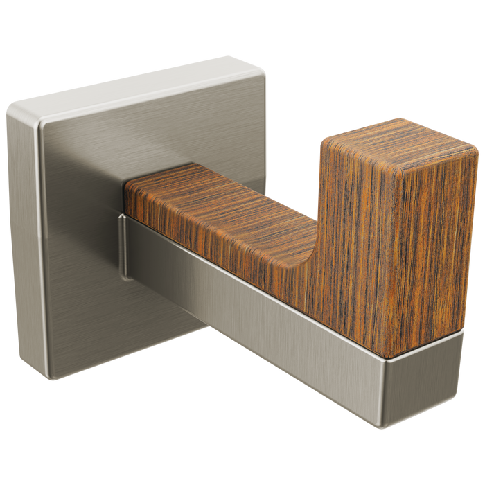 Brizo Frank Lloyd Wright 693422 Robe Hook, luxe nickel teak wood