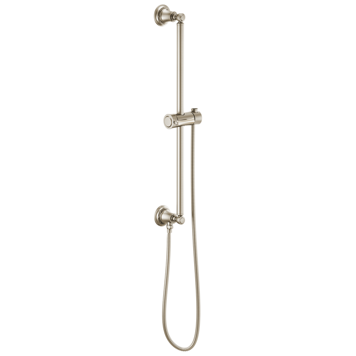 Brizo Essential Shower 74795 Classic Round Slide Bar With Hose, brushed nickel