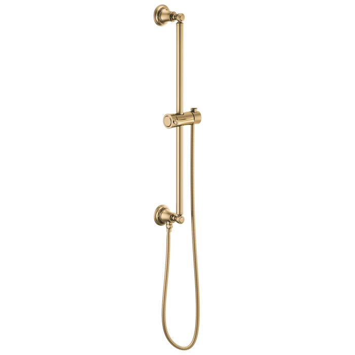 Brizo Essential Shower 74795 Classic Round Slide Bar With Hose, luxe gold