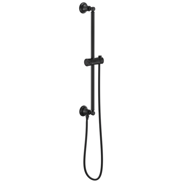 Brizo Essential Shower 74795 Classic Round Slide Bar With Hose, matte black