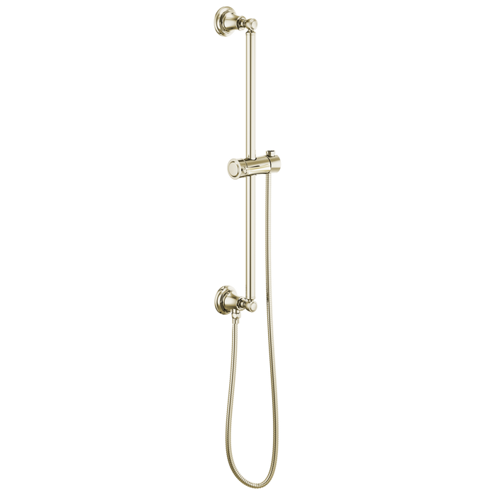 Brizo Essential Shower 74795 Classic Round Slide Bar With Hose, polished nickel