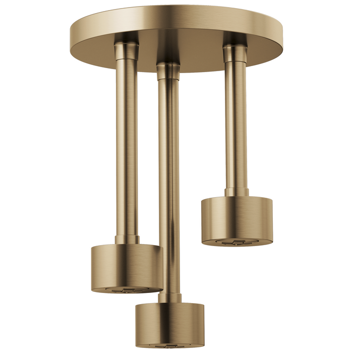 Brizo Essential Shower 81335 Linear Round Single-Function H2Okinetic Pendant Raincan Shower Head, luxe gold