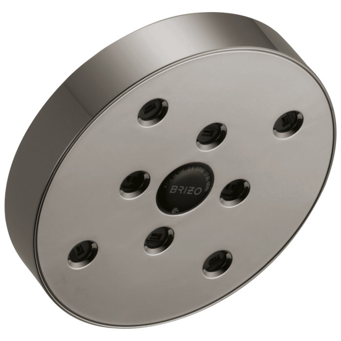 Brizo Essential Shower 87375 5" Linear Round H20Kinetic Single Function Wall Mount Showerhead, brilliance black onyx